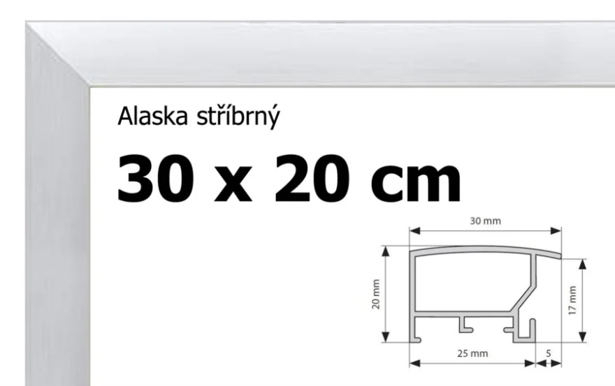 BFHM Alaska hliníkový rám 30x20cm - stříbrný