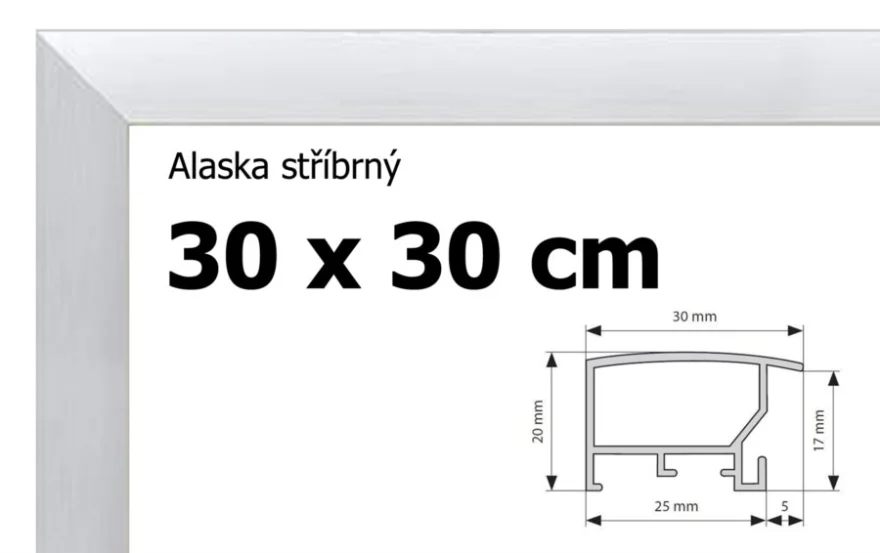 BFHM Alaska hliníkový rám 30x30cm - stříbrný