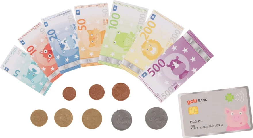 GOKI Dětské peníze s kreditní kartou - Zvířátkové eura