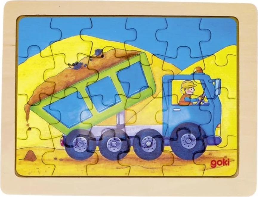 GOKI Dřevěné puzzle Při práci s náklaďákem 24 dílků