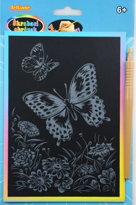 ARTLOVER Duhový škrabací obrázek - Motýlci