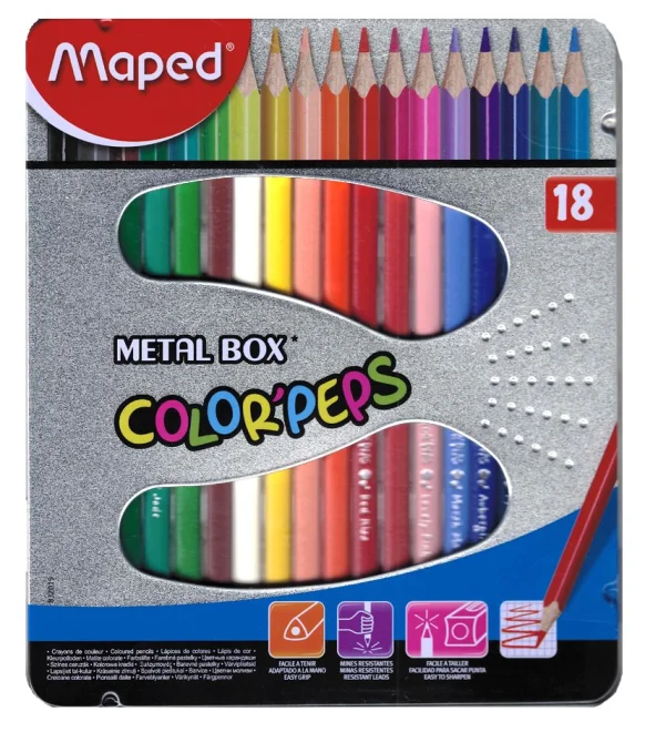 MAPED Pastelky trojhranné Color'Peps 18ks v plechové krabičce
