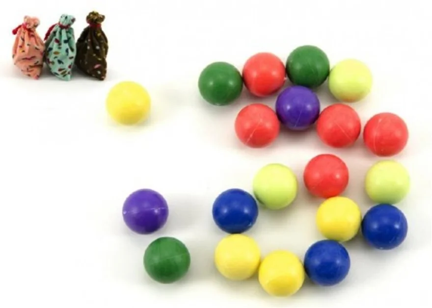 TEDDIES Nerozbitné barevné kuličky v pytlíku 20ks