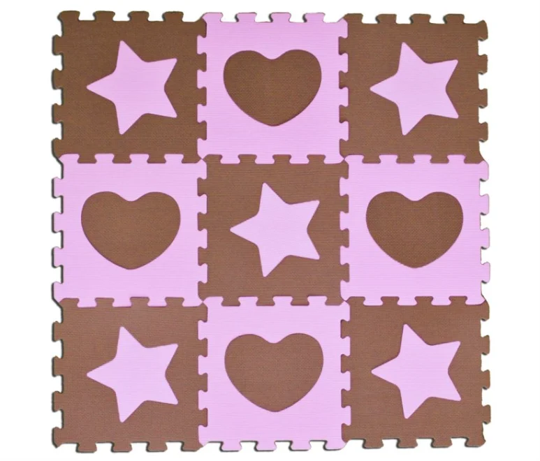 SUN TA TOYS Pěnové puzzle Hvězdy a srdce růžové S4 (30x30)