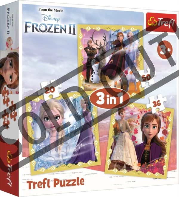 TREFL Puzzle Ledové království 2: Síla Anny a Elsy 3v1 (20,36,50 dílků)