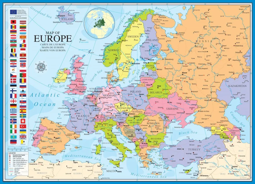 EUROGRAPHICS Puzzle Mapa Evropy 1000 dílků