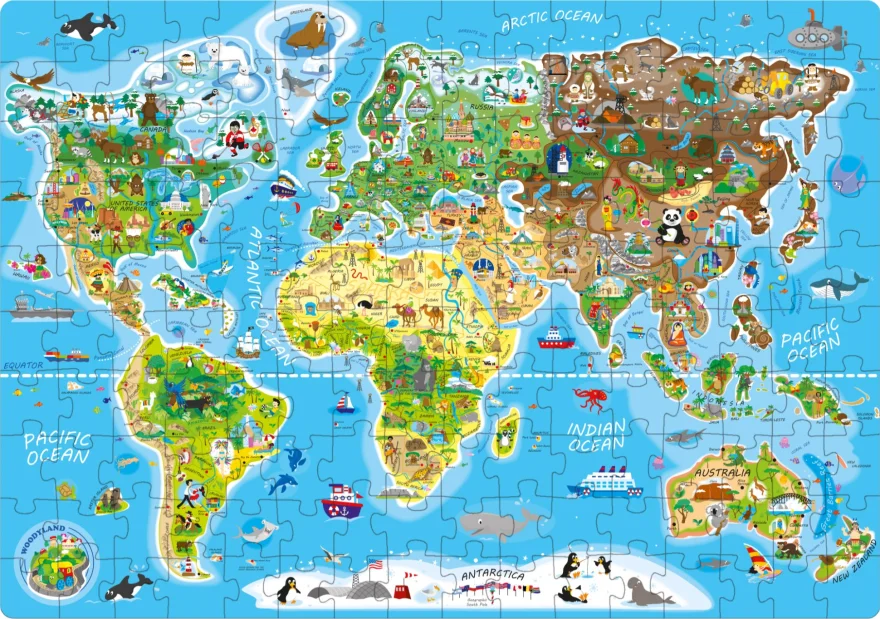POPULAR Puzzle Mapa světa v angličtině 160 dílků