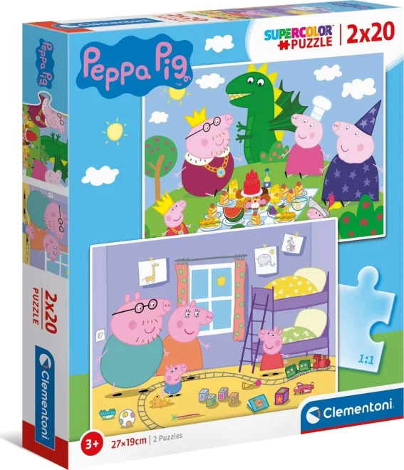 CLEMENTONI Puzzle Prasátko Peppa 2x20 dílků