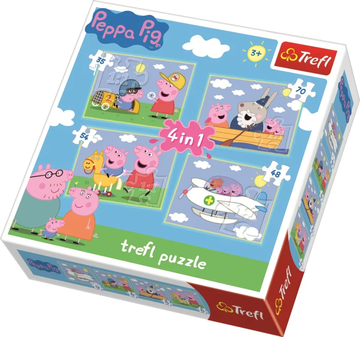 TREFL Puzzle Prasátko Peppa 4v1 (35,48,54,70 dílků)