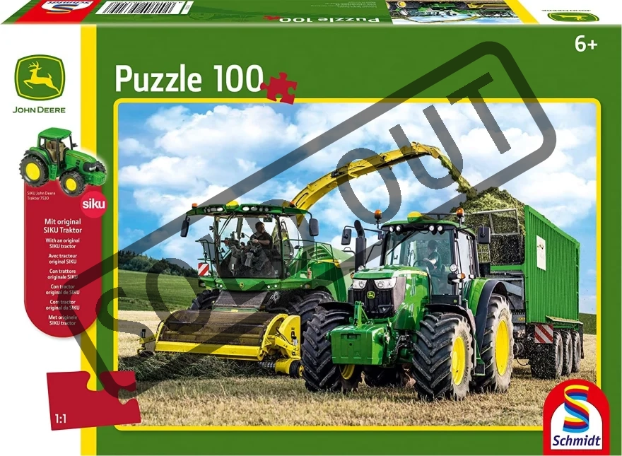 SCHMIDT Puzzle Traktor John Deere 6195M 100 dílků + model SIKU