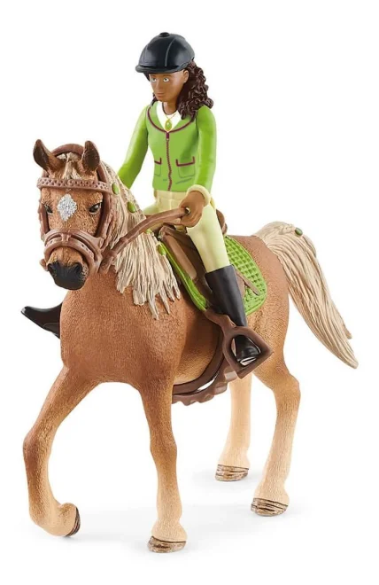 SCHLEICH Horse Club® 42542 Černovláska Sarah s pohyblivými klouby na koni