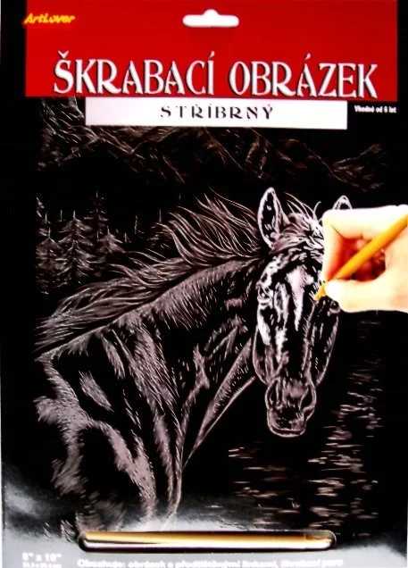 ARTLOVER Škrabací obrázek (stříbrný) - Kůň