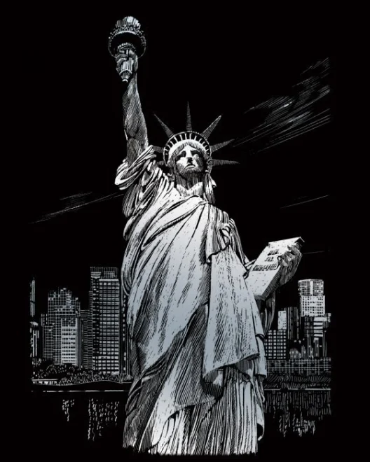 Škrabací obrázek - Socha svobody, USA (stříbrná)