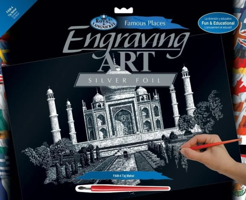 Škrabací obrázek - Tádž Mahal - velký (stříbrný)
