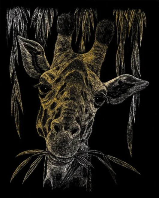 Škrabací obrázek - Žirafa (zlatá)
