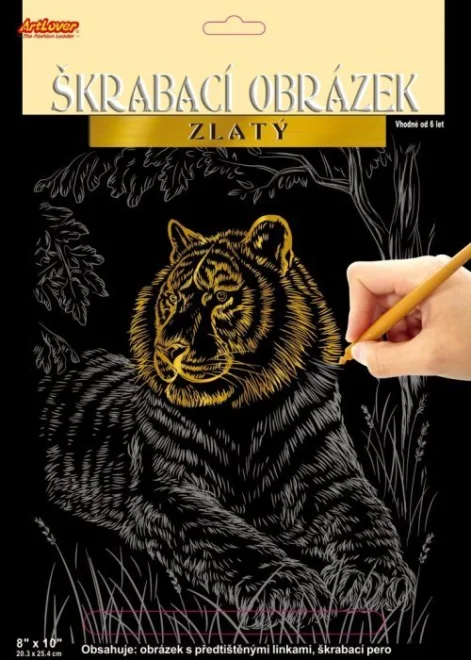 ARTLOVER Škrabací obrázek (zlatý) - Tygr