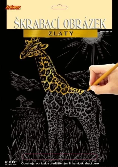ARTLOVER Škrabací obrázek (zlatý) - Žirafa