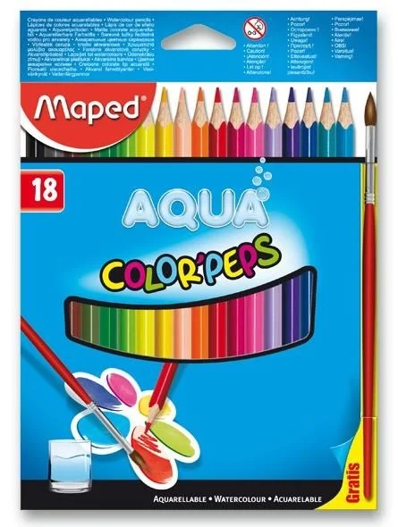 MAPED Trojhranné pastelky Aqua Color'Peps 18ks + štětec