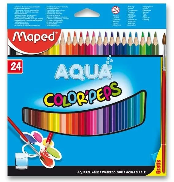 MAPED Trojhranné pastelky Aqua Color'Peps 24ks + štětec