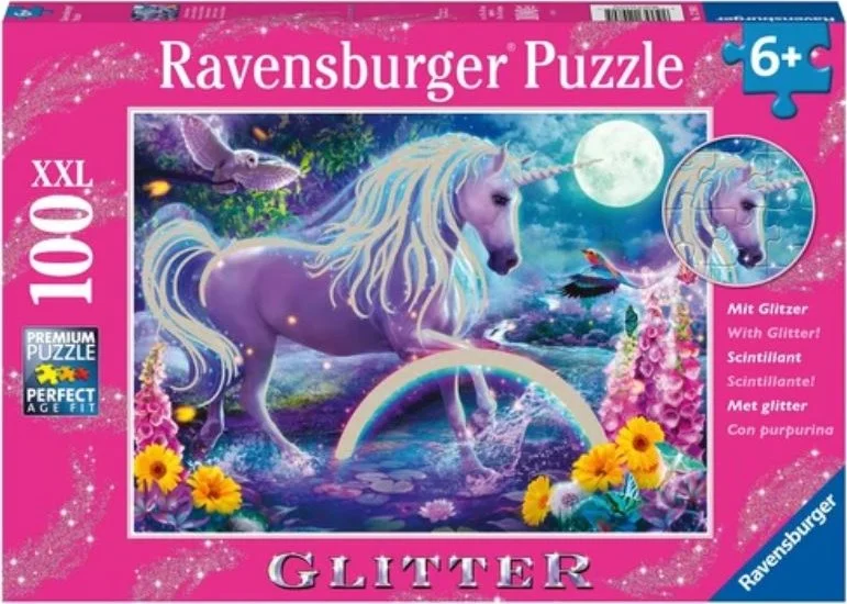 RAVENSBURGER Třpytivé puzzle Jednorožec XXL 100 dílků