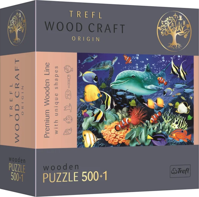 TREFL Wood Craft Origin puzzle Život v moři 501 dílků