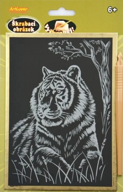 ARTLOVER Zlatý škrabací obrázek - Tygr v trávě