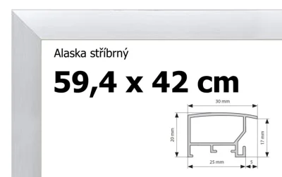 Alaska hliníkový rám na puzzle 59,4x42cm - stříbrný