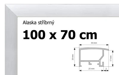 Alaska hliníkový rám na puzzle 100x70cm - stříbrný