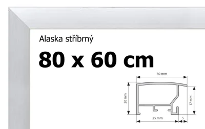 Alaska hliníkový rám na puzzle 80x60cm - stříbrný