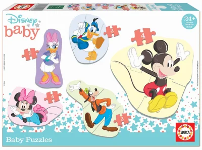 Baby puzzle Mickey a přátelé 5v1 (3-5 dílků)