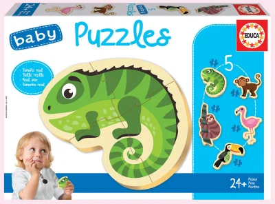 Baby puzzle Tropická zvířata 5v1 (3-5 dílků)