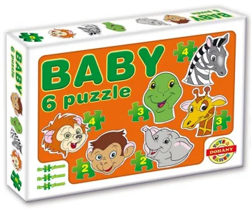 Baby puzzle Zvířecí hlavičky - safari 6v1 (2-4 dílky)
