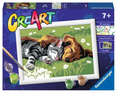 CreArt Malování podle čísel: Spící pes a kočka 18x13cm