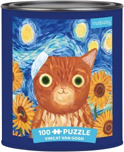 Puzzle v plechovce Artsy Cats: Vincat Van Gogh 100 dílků
