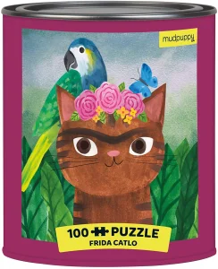 Puzzle v plechovce Artsy Cats: Frida Catlo 100 dílků