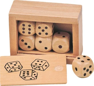 Dřevěné hrací kostky v krabičce (6ks)