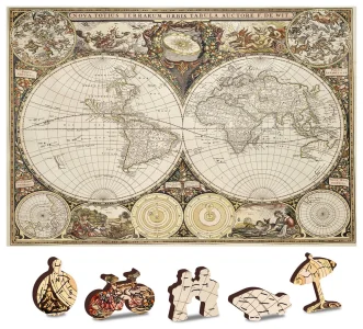 Dřevěné puzzle Antická mapa světa 2v1, 150 dílků EKO