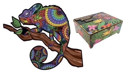 Dřevěné puzzle Chameleon XL 140 dílků v dárkové krabičce