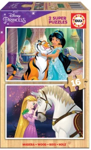 Dřevěné puzzle Disney princezny 2x16 dílků