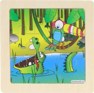 Dřevěné puzzle Džungle s krokodýlem 9 dílků