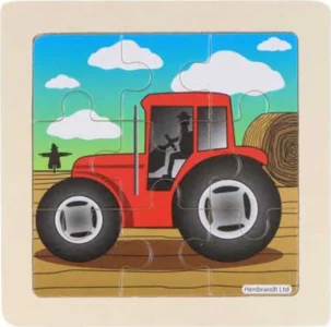 Dřevěné puzzle Farma: Traktor 9 dílků