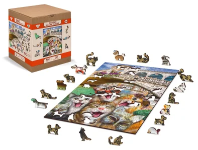 Dřevěné puzzle Koťata v Benátkách 2v1, 300 dílků EKO