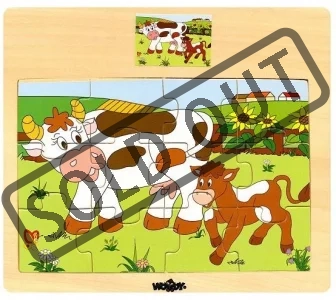 Dřevěné puzzle Kráva s telátkem 12 dílků