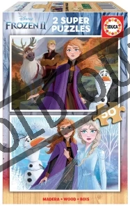 Dřevěné puzzle Ledové království 2, 2x50 dílků