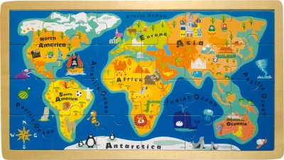 Dřevěné puzzle Mapa světa 24 dílků