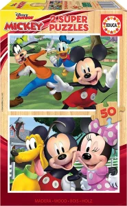 Dřevěné puzzle Mickey a přátelé 2x50 dílků