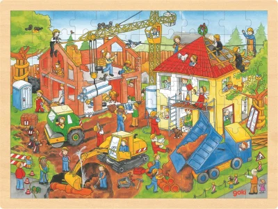 Dřevěné puzzle Na staveništi 96 dílků