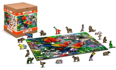 Dřevěné puzzle Ostrov papoušků 2v1, 300 dílků EKO