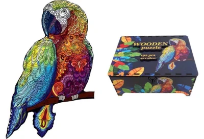Dřevěné puzzle Papoušek XL 192 dílků v dárkové krabičce