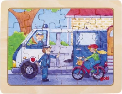 Dřevěné puzzle Policie při práci 24 dílků